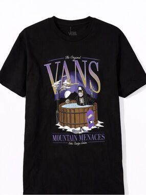 Vans Black Tee with Purple & Cream Mountain Graphic